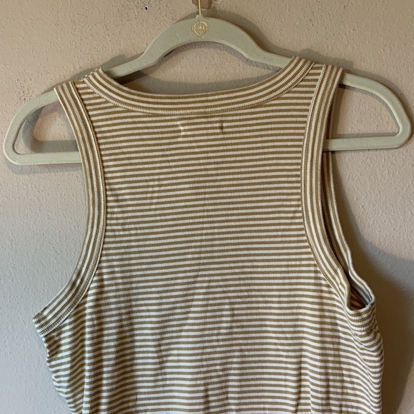 Madewell Brightside Striped Sleeveless Racerback Top Cotton Size XL Tan & White - Picture 10 of 11